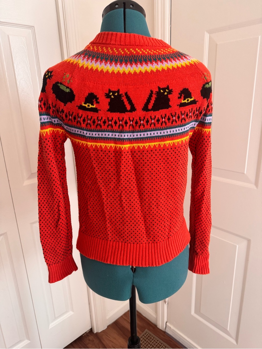 ModCloth Halloween Button Down Cardigan-Orange - Picture 4 of 7